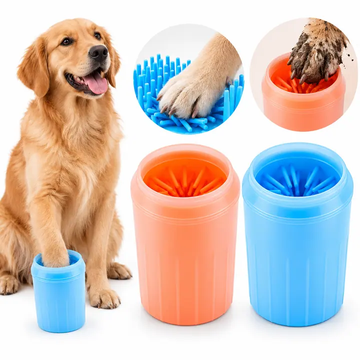 Perro con la pata en un vaso PawClean