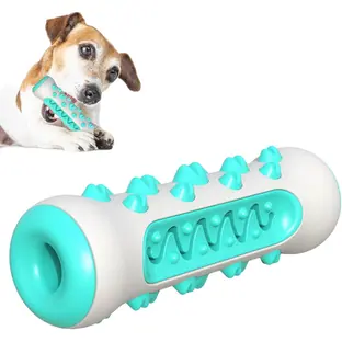 Juguete masticable para perros, turquesa y blanco, con relieves de goma